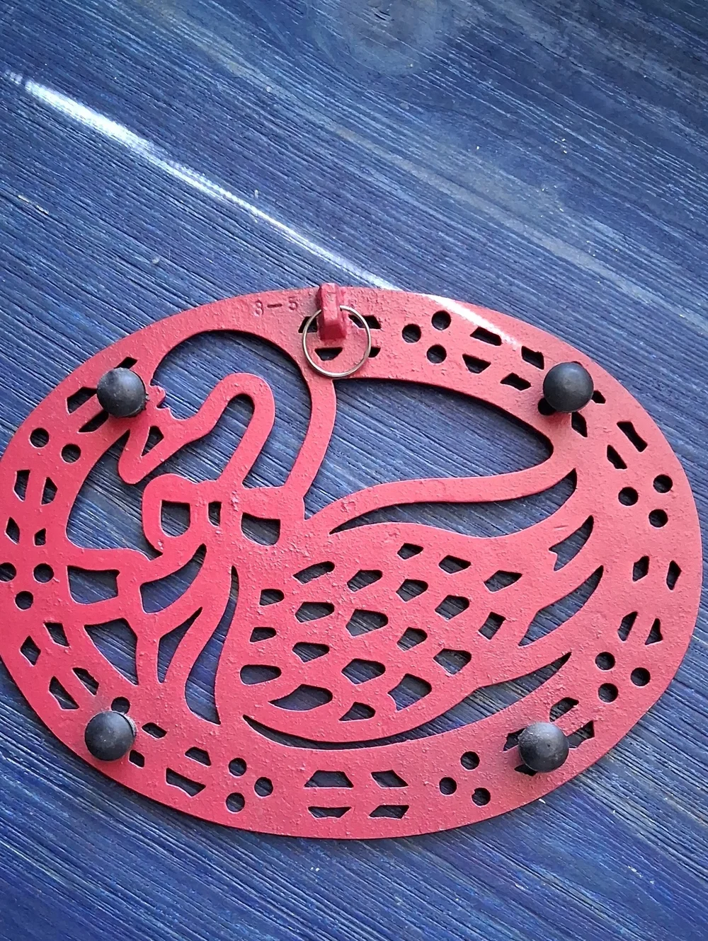 Red Cast Iron Swan Trivet